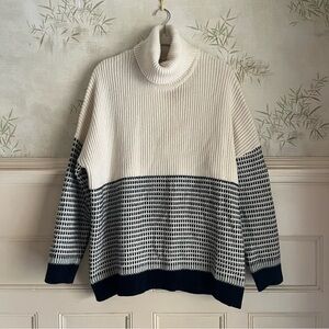 Reiss Womens Long Sleeve Ribbed Mercy Cotton & Wool Blend Turtleneck Sweater M